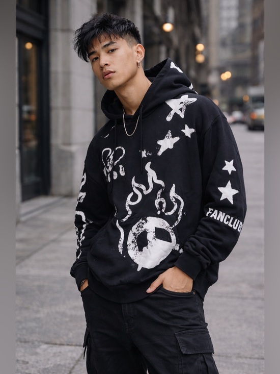 PacSun Other - PacSun Black Graphic Streetwear Hoodie Size Medium Abstract Print Pullover